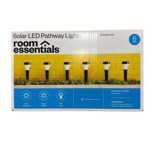 ROOM ESSENTIALS 6pk Round Solar LED Outdoor Path Lights Matte Black